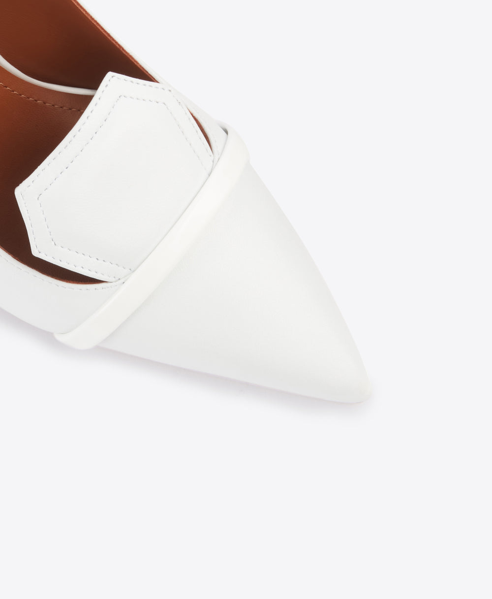 Women's White Leather Heeled Pumps Malone Souliers