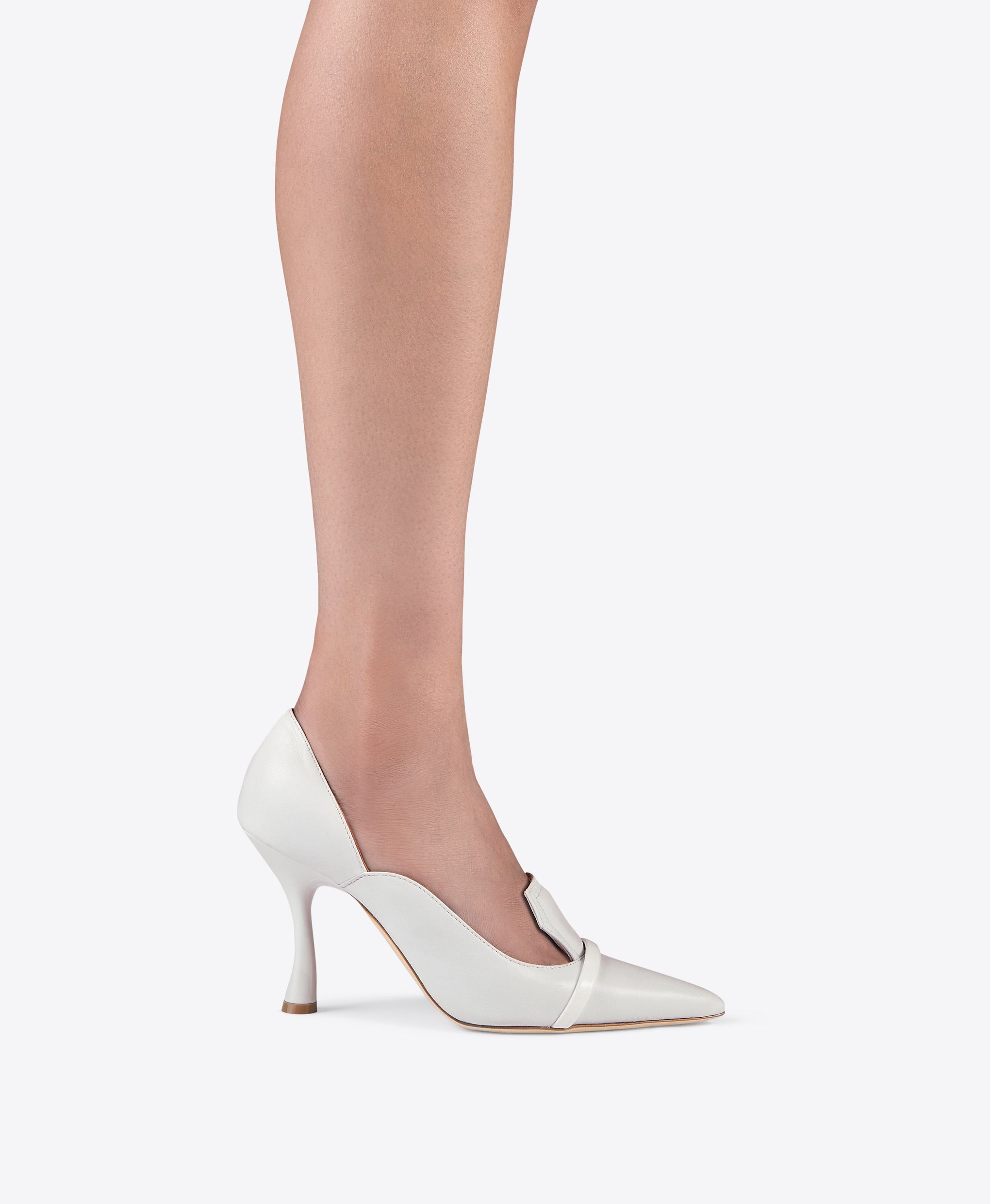 Women's White Leather Heeled Pumps Malone Souliers