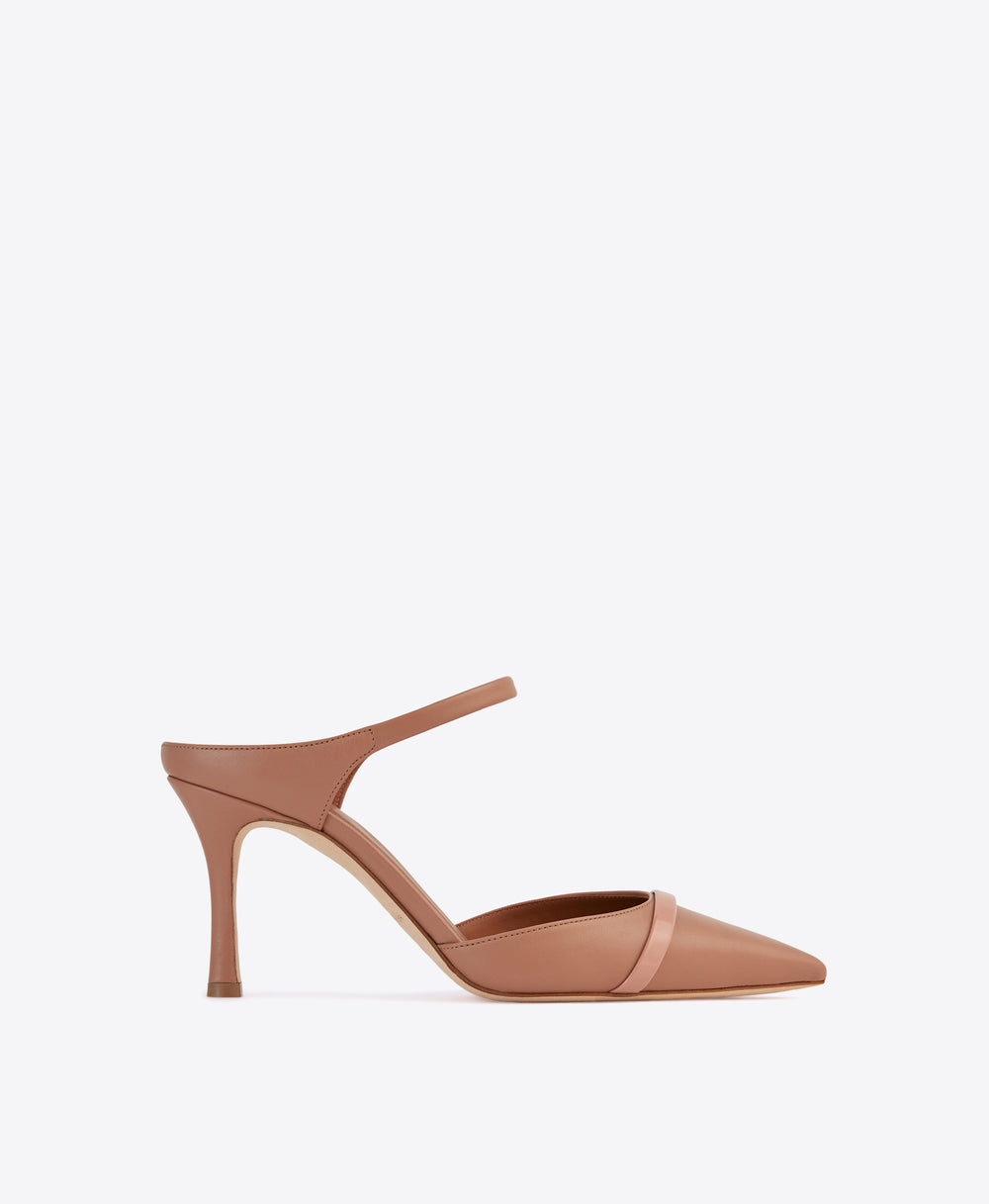 Women's Nude Leather Heeled Mules Malone Souliers