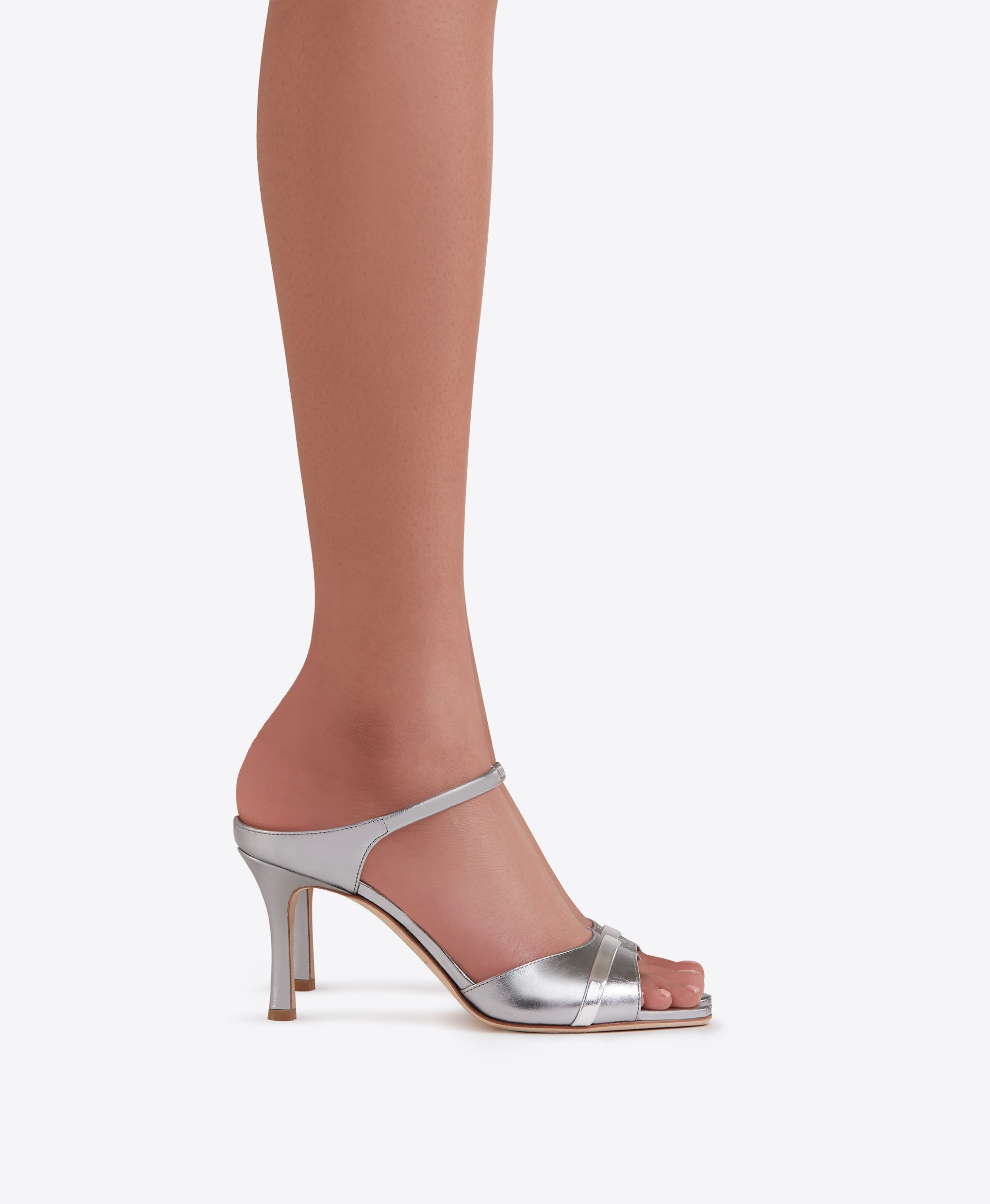 Women's Silver Leather Heeled Sandals Malone Souliers