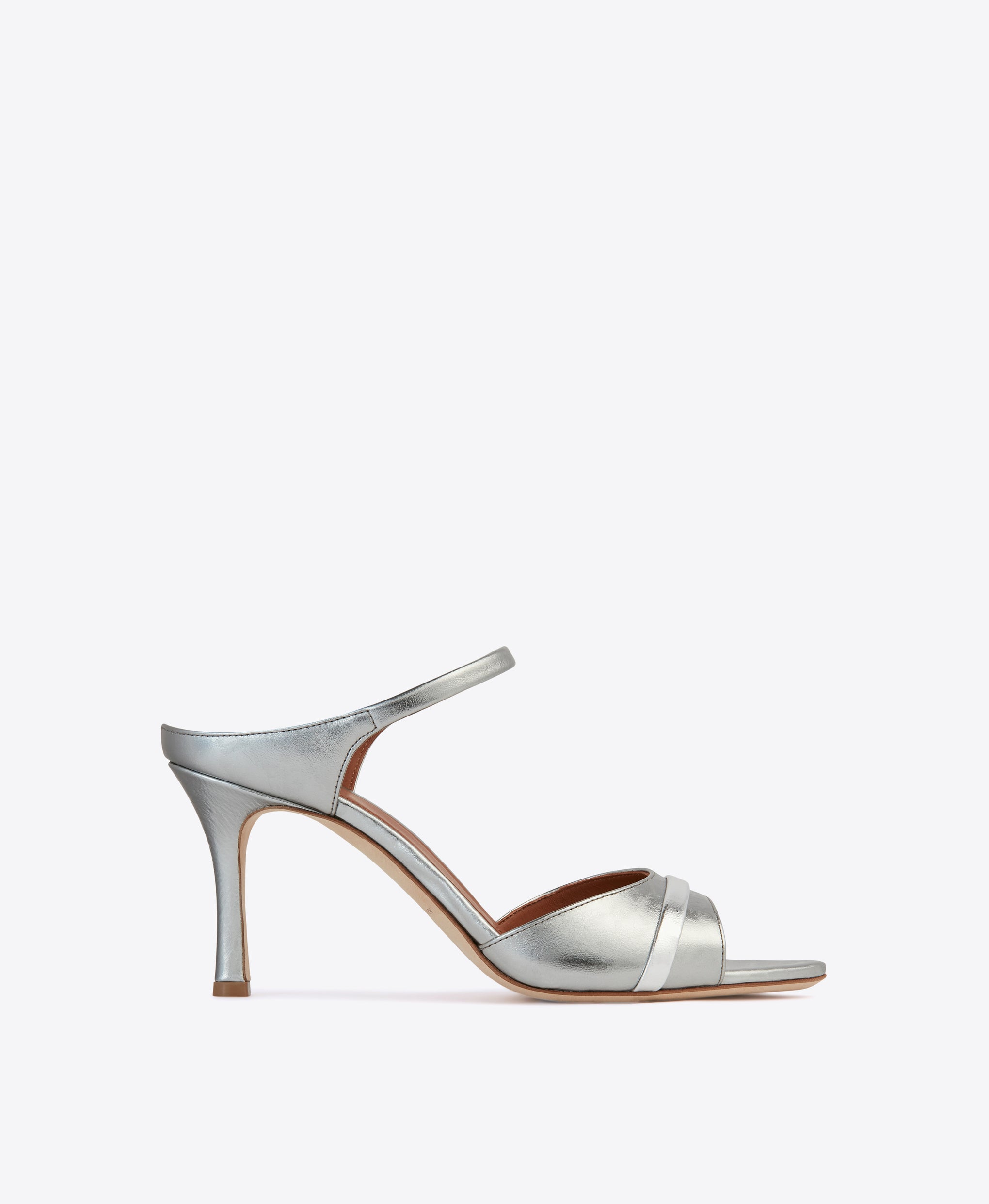 Women's Silver Leather Heeled Sandals Malone Souliers