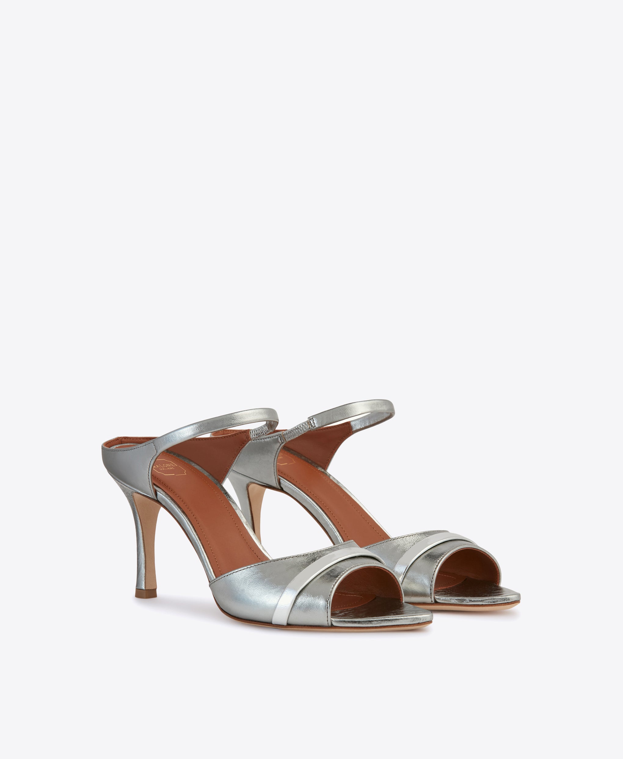 Women's Silver Leather Heeled Sandals Malone Souliers