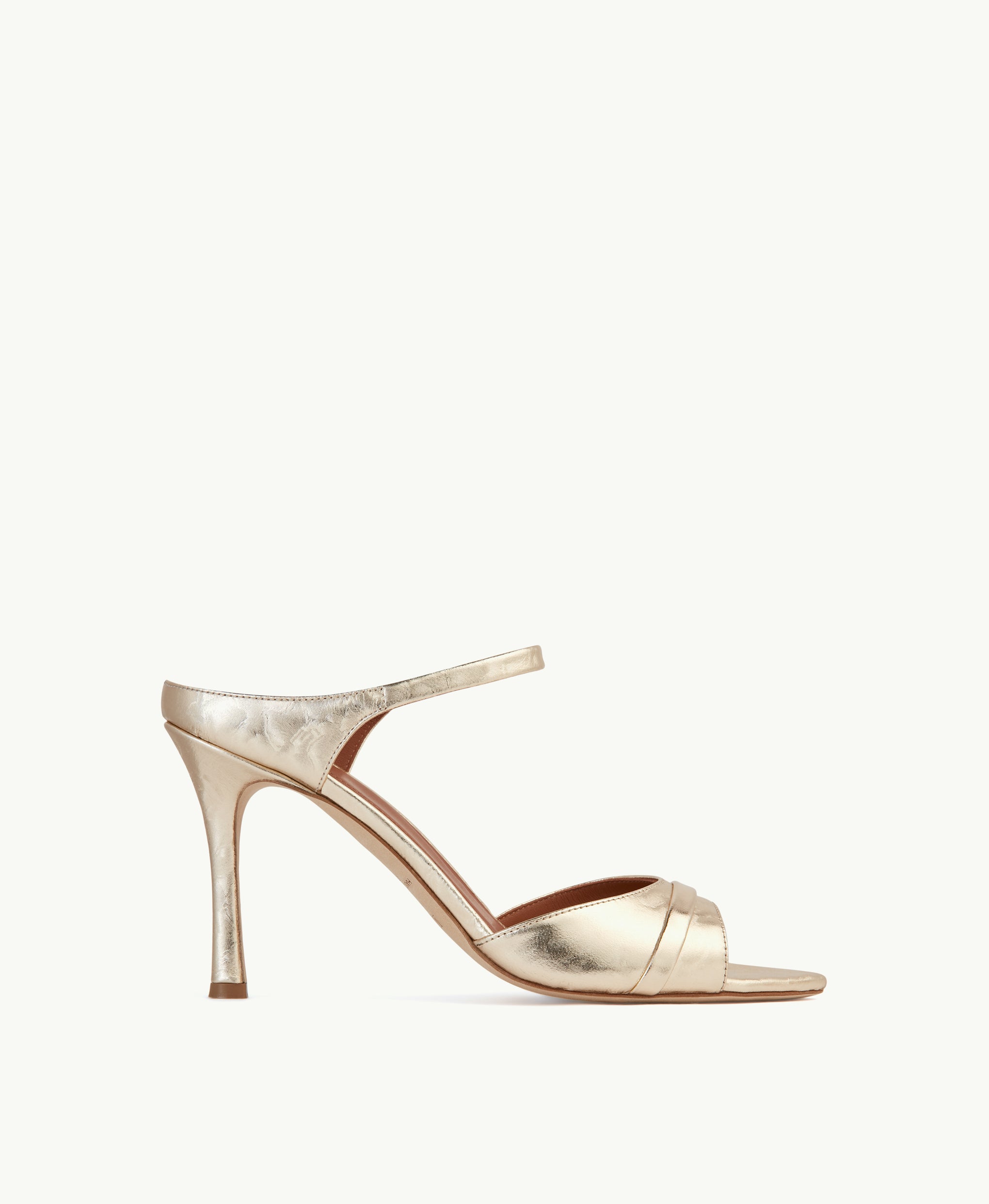 Women's  Platino Gold Leather Heeled Sandals Malone Souliers
