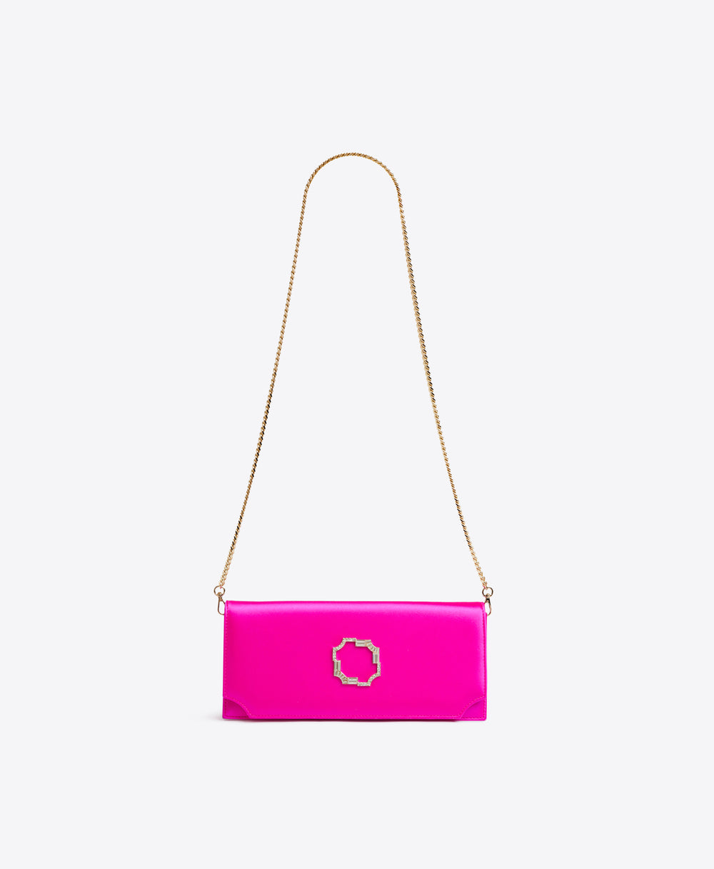Women's Fuschia Satin Magnetic Clutch Bag Malone Souliers