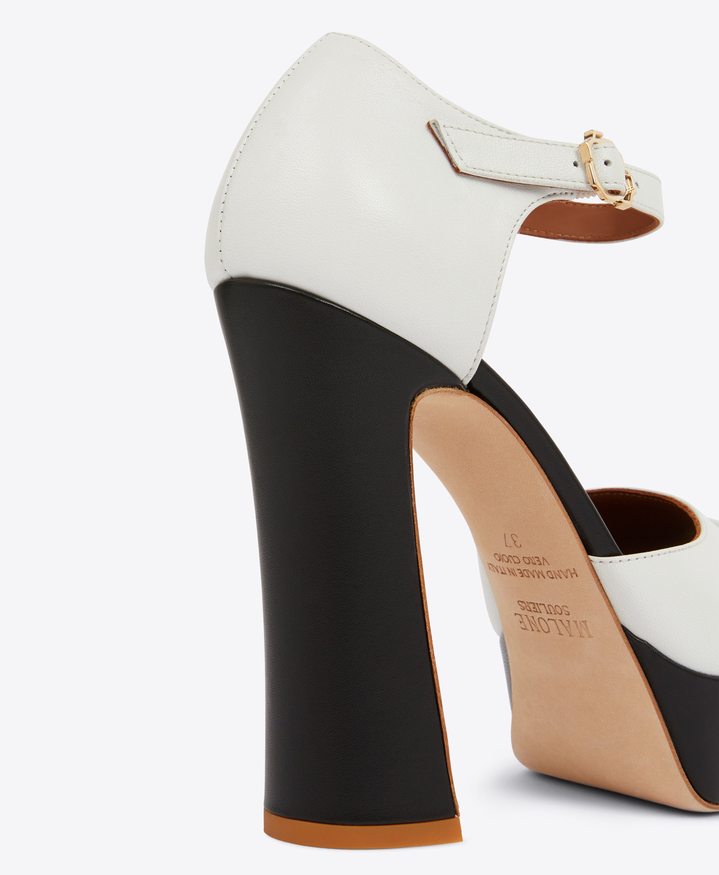 Black and white block heels clearance